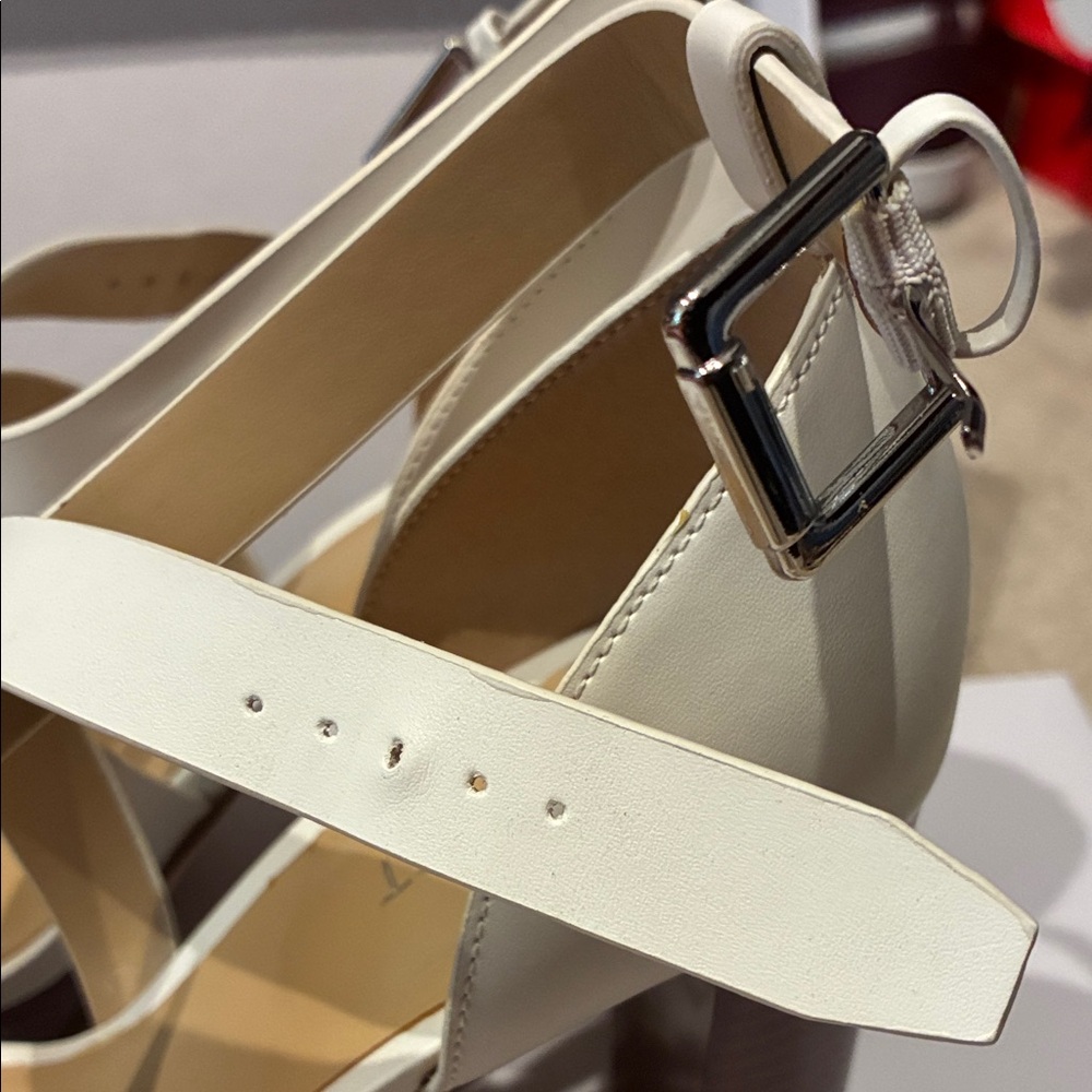 Nine West White leather sandals strap chunky heel size 7 NWOT - Picture 9 of 10
